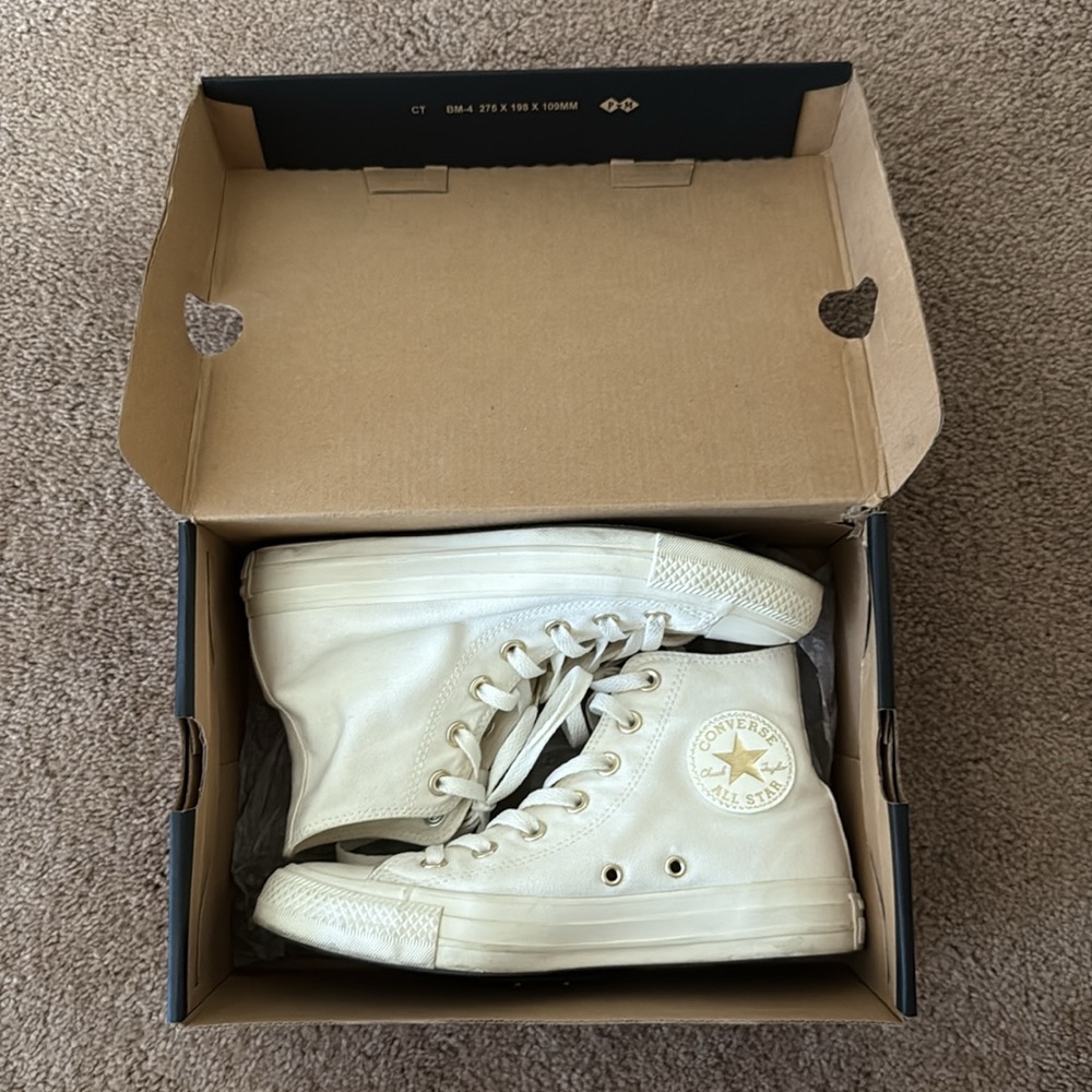 Converse Chuck Taylor All Star Off-White High Top Sneakers Size 7 - Picture 13 of 14